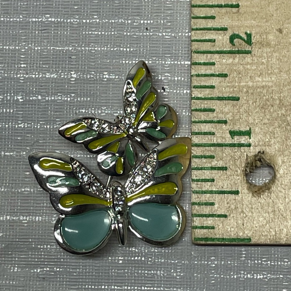 Butterfly Pin Brooch in Mint and Lime - Picture 3 of 4